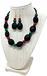Pure Unity Necklace & Earrings (with Red Coral & Green Jade)